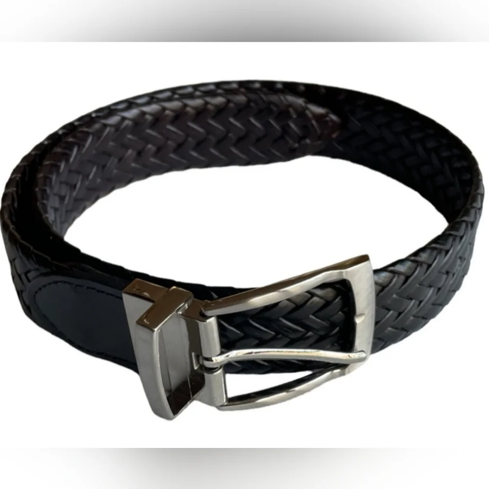 Joseph Abbound Reversible Black/Brown Leather Woven Belt Boys 26‎ Casual Church